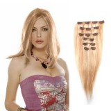 Extensii clip - on Veritable cu 10 piese, lungime 50 cm , culoare blond aramiu ( # 27 )